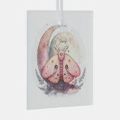 Creëer Uw eigen Roze Maan Moth & Flowers Glas Ornament (Voorkant Rechts)