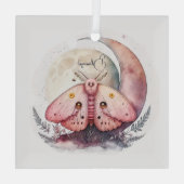 Creëer Uw eigen Roze Maan Moth & Flowers Glas Ornament (Achterkant)