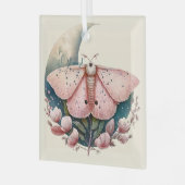 Creëer Uw eigen Roze Maan Moth & Flowers Glas Ornament (Voorkant links)