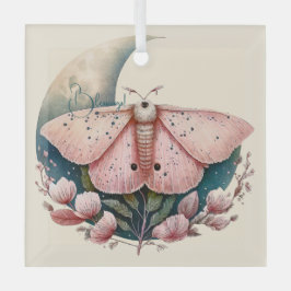 Creëer Uw eigen Roze Maan Moth & Flowers Glas Ornament