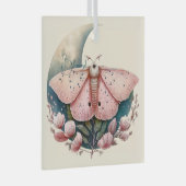 Creëer Uw eigen Roze Maan Moth & Flowers Glas Ornament (Voorkant Rechts)