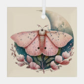 Creëer Uw eigen Roze Maan Moth & Flowers Glas Ornament (Achterkant)