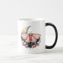 Creëer Uw eigen Roze Maan Moth & Flowers Magische Mok