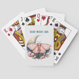 Creëer Uw eigen Roze Maan Moth & Flowers Pokerkaarten