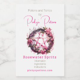Creëer Uw eigen roze pentakelbloemen apotheek Voedselcontainer Etiket