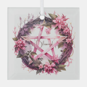 Creëer Uw eigen roze pentakelbloemen Glas Ornament