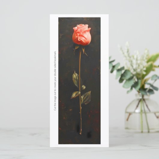 Creëer Uw Eigen Roze Roze Bud Bladwijzer Kaart (Staand voorkant)