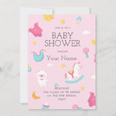 Creëer uw eigen roze roze het Baby shower van een  Kaart (Voorkant)