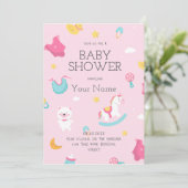 Creëer uw eigen roze roze het Baby shower van een Kaart (Staand voorkant)