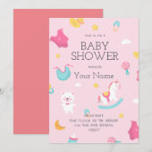 Creëer uw eigen roze roze het Baby shower van een Kaart (Voorkant / Achterkant)