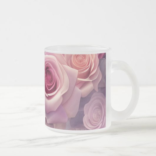 Creëer Uw eigen Roze Rozen Bloemen Matglas Koffiemok (Rechts)