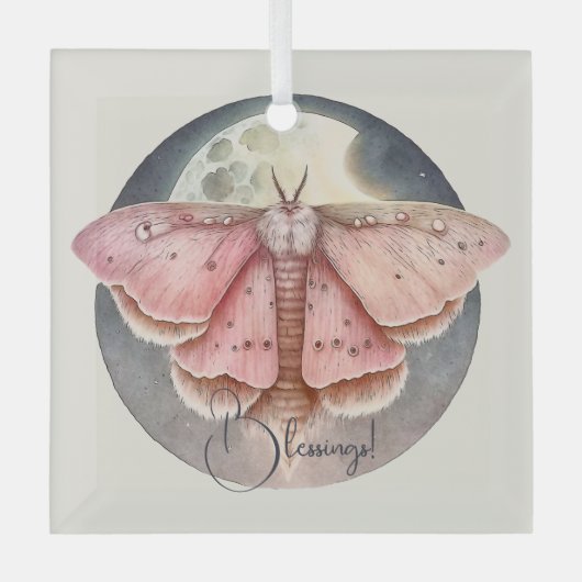 Creëer Uw eigen Roze Volle Maan Moth Glas Ornament (Voorkant)