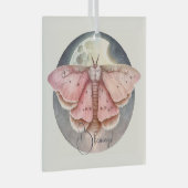 Creëer Uw eigen Roze Volle Maan Moth Glas Ornament (Voorkant Rechts)