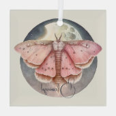 Creëer Uw eigen Roze Volle Maan Moth Glas Ornament (Achterkant)
