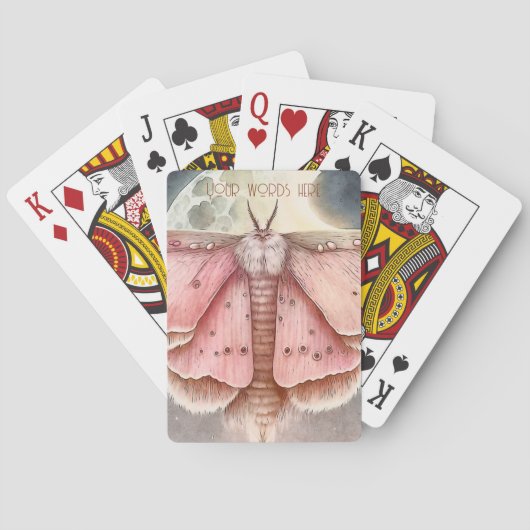 Creëer Uw eigen Roze Volle Maan Moth Pokerkaarten (Achterkant)