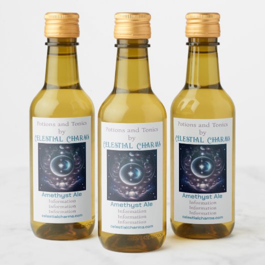 Creëer Uw eigen Roze Wolken & Zilveren Maan Wijn Etiket (Flessen)