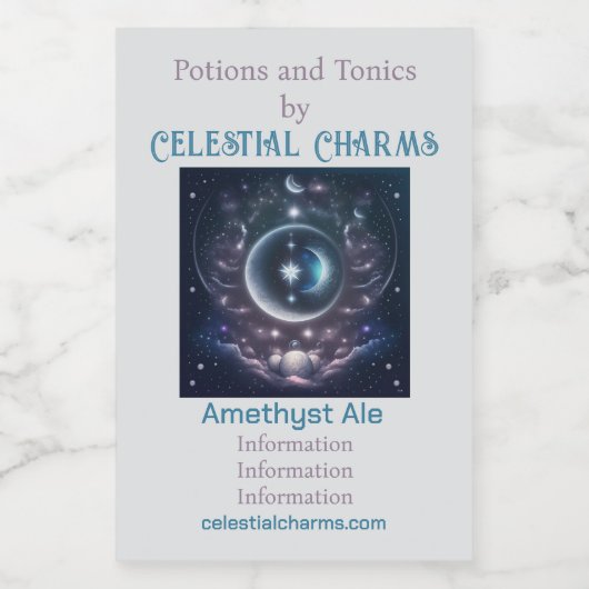 Creëer Uw eigen Roze Wolken & Zilveren Maan Wijn Etiket (Enkel label)