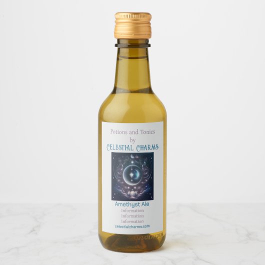 Creëer Uw eigen Roze Wolken & Zilveren Maan Wijn Etiket (Voorkant)