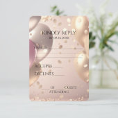 Creëer uw eigen Rozen goudballonnen RSVP Kaartje (Staand voorkant)