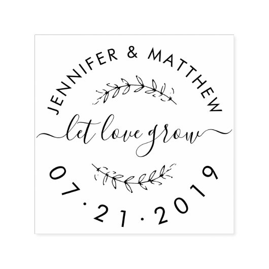 Creëer Uw Eigen Rustiek Laat Liefde Grow Bruiloft  Zelfinktende Stempel (Design)