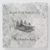 Creëer Uw eigen rustieke familie Mountain Lodge af Stenen Onderzetter (Voorkant)