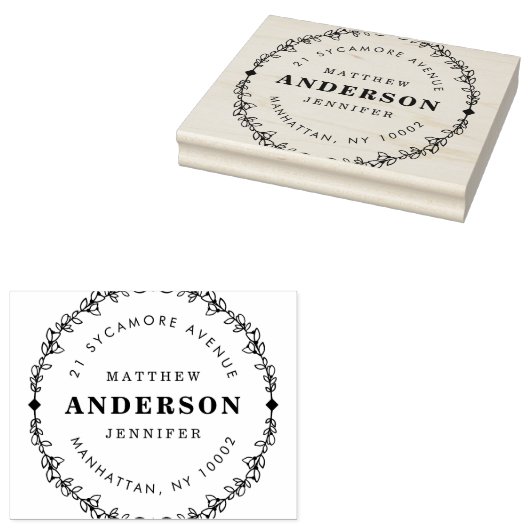 Creëer Uw eigen rustieke gekranste retouradres Rubberstempel (Gestempeld)