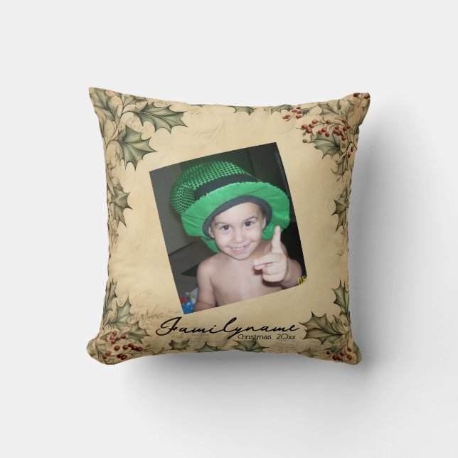 Creëer uw eigen rustieke Holly krans Kussen (Voorkant)
