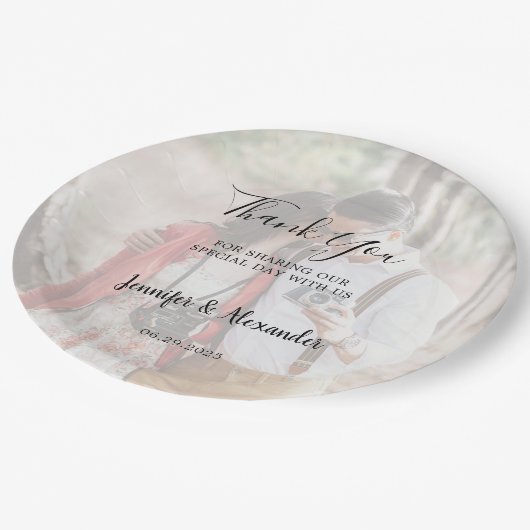 Creëer uw eigen rustieke land foto bruiloft papieren bordje (Gekanteld)