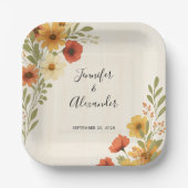 Creëer uw eigen rustieke waterverf bloemenbruiloft papieren bordje (Voorkant)