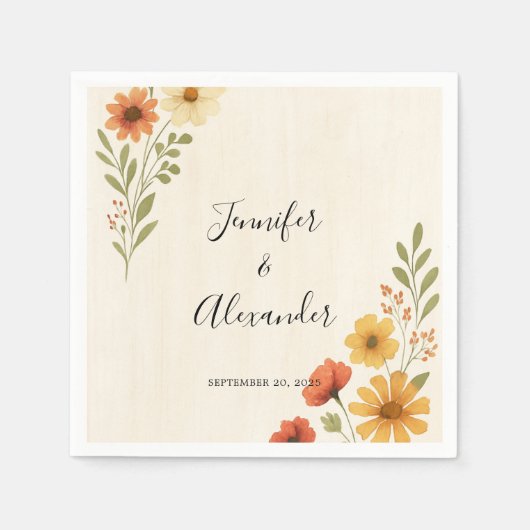 Creëer uw eigen rustieke waterverf bloemenbruiloft servet (Voorkant)