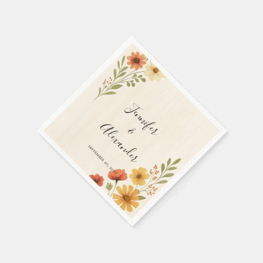 Creëer uw eigen rustieke waterverf bloemenbruiloft servet (Hoek)