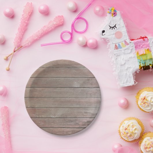 Creëer Uw eigen Rustige Barn Wood Birthday Papieren Bordje (Feest)