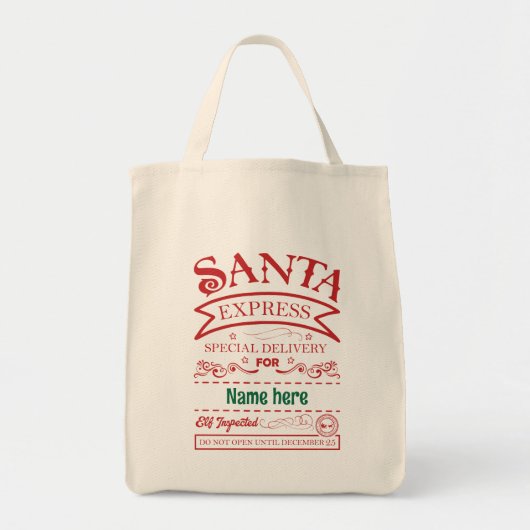 Creëer uw eigen Santa Express geschenkzak Tote Bag (Voorkant)