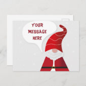 Creëer Uw Eigen Santa Gnome Grappig Rood & Wit Feestdagenkaart (Voorkant / Achterkant)