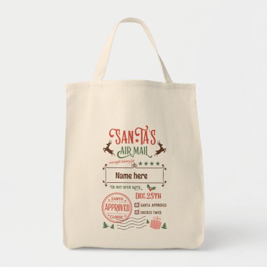 Creëer uw eigen Santa's Air Mail Gift Sack Tote Bag (Voorkant)