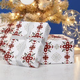 Creëer uw eigen Scandinavische rode bloemen motiev Cadeaupapier