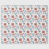 Creëer uw eigen Scandinavische rode en blauwe bloe Cadeaupapier (Vlak)