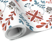 Creëer uw eigen Scandinavische rode en blauwe bloe Cadeaupapier (Rol Hoek)