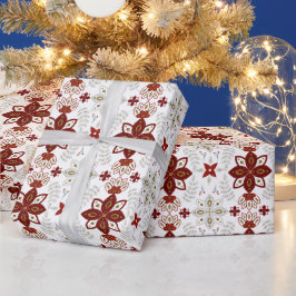 Creëer uw eigen Scandinavische rood en goud bloeme Cadeaupapier