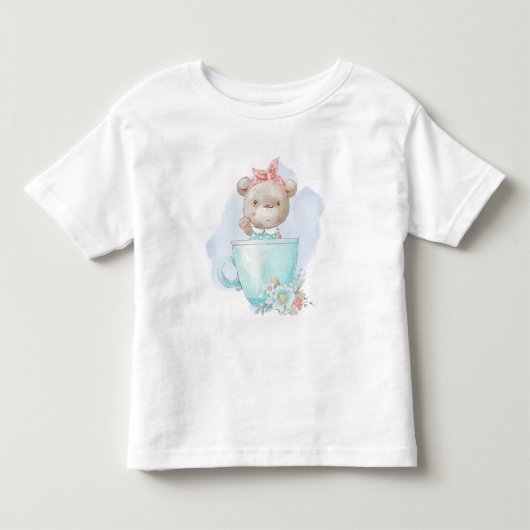 Creëer Uw Eigen Schattige Beer Tea Cup Kinder Shirts (Voorkant)