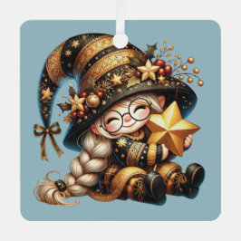 Creëer uw eigen Schattige magische kerstgnoom Metalen Ornament