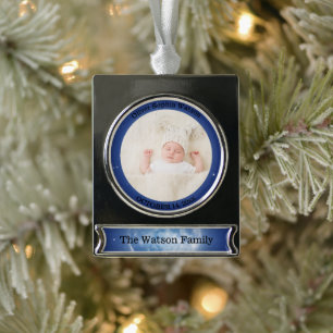 Creëer Uw Eigen Schattige Pasgeboren Baby Aangepas Verzilverd Banner Ornament