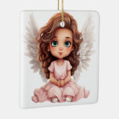 Creëer uw eigen Schattige roze kerstengel Keramisch Ornament (Rechts)