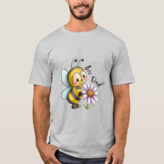 Creëer Uw Eigen Schattigee Bee Kind Paarse Daisy T-shirt (Voorkant)