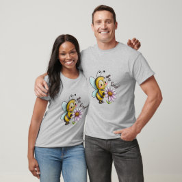 Creëer Uw Eigen Schattigee Bee Kind Paarse Daisy T-shirt