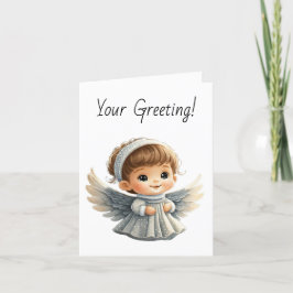 Creëer Uw eigen Schattigee Boy Christmas Angel Feestdagen Kaart