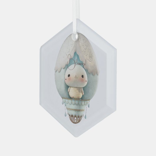 Creëer Uw eigen Schattigee Hete Luchtballon Vogelt Glas Ornament (Voorkant links)