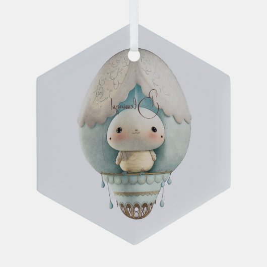 Creëer Uw eigen Schattigee Hete Luchtballon Vogelt Glas Ornament (Achterkant)