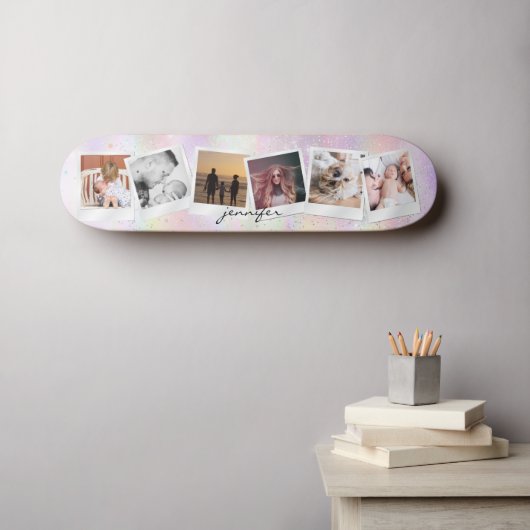 Creëer Uw eigen Schattigee Meisje Regenboog Glitte Persoonlijk Skateboard (Muurkunst (Horizontaal))