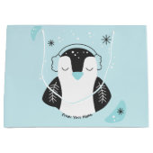 Creëer Uw eigen Schattigee Pinguïn Blue Christmas Groot Cadeauzakje (Voorkant)